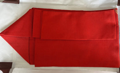 Nishijin Silk Nagoya Obi with Chrysanthemum Blossoms and Leaves on a Vermilion Ground
