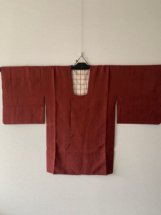 Kyoto Nishijin Rinzu Silk Michiyuki Coat with Court Landscape Motifs 1960's-1970's