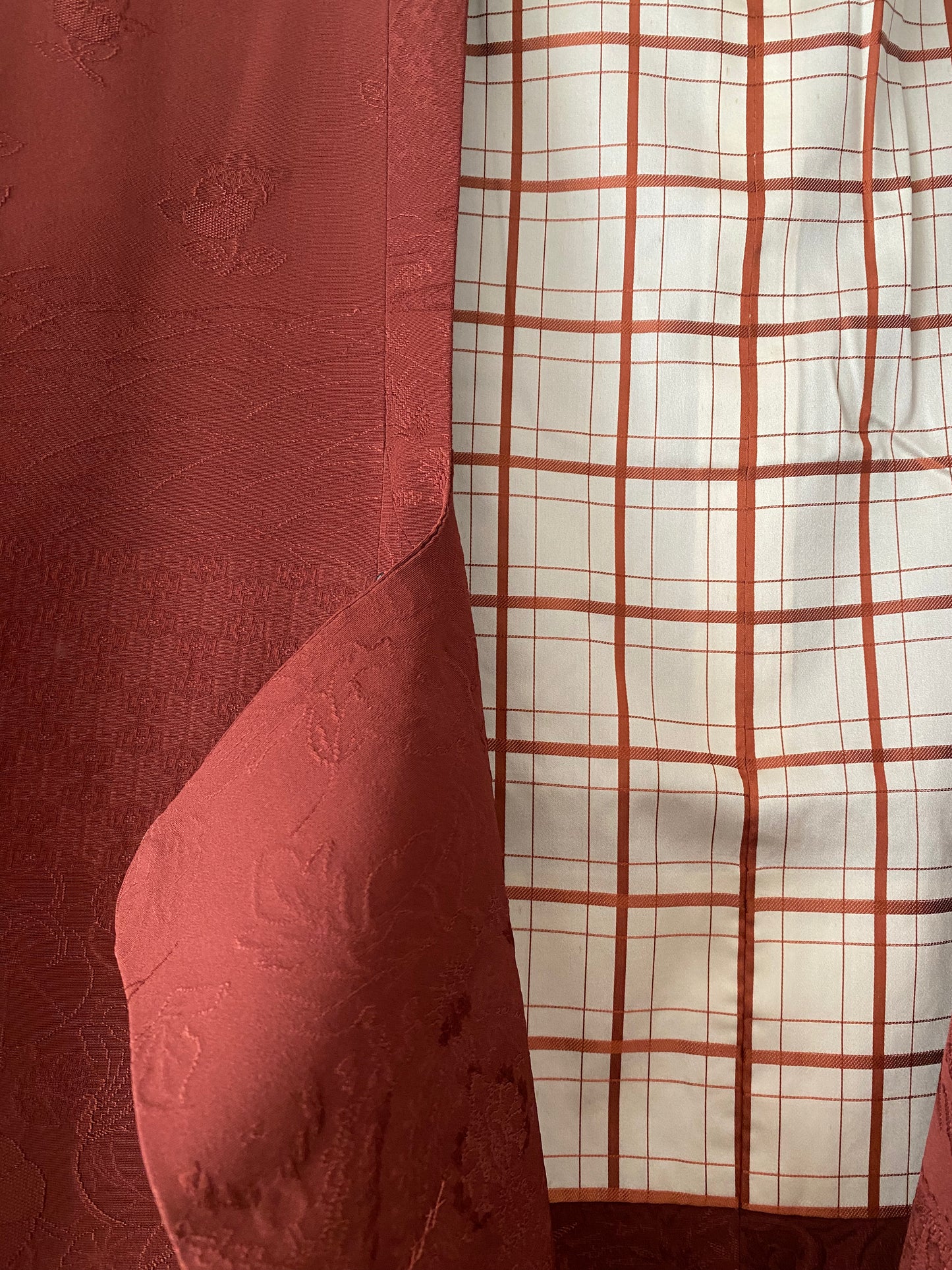 Kyoto Nishijin Rinzu Silk Michiyuki Coat with Court Landscape Motifs 1960's-1970's