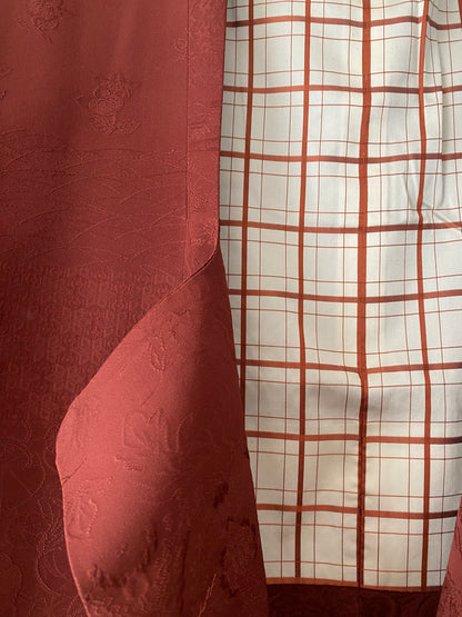 Kyoto Nishijin Rinzu Silk Michiyuki Coat with Court Landscape Motifs 1960's-1970's