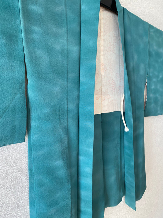 Plain Tsumugi Silk Haori with Butterfly Lining, 1960s–1970s