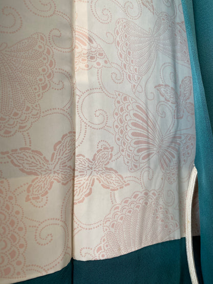 Plain Tsumugi Silk Haori with Butterfly Lining, 1960s–1970s