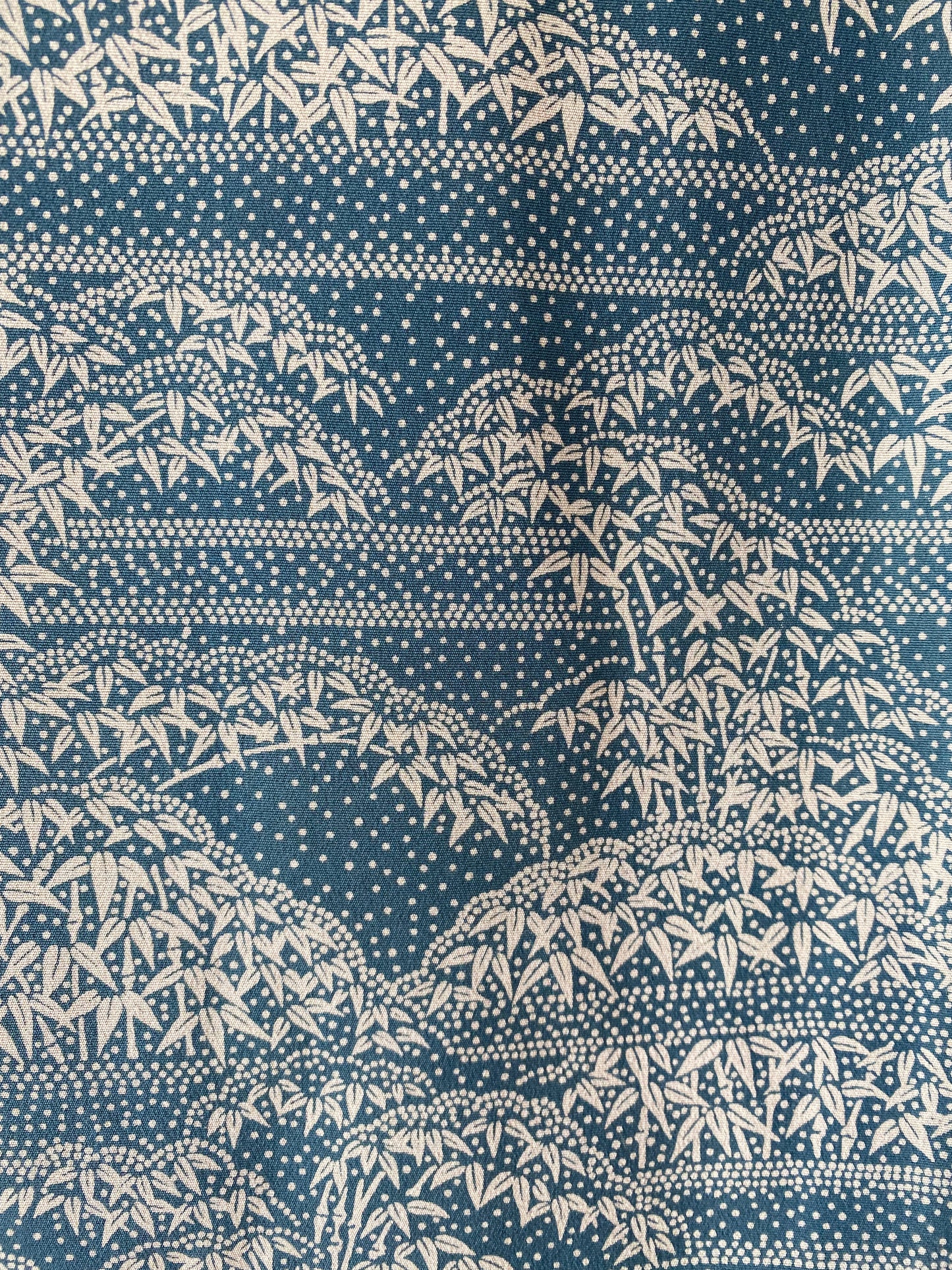 Vintage Silk Komon Kimono with Bamboo Grass Motif – Unlined (Hitoe) – Early 1970s