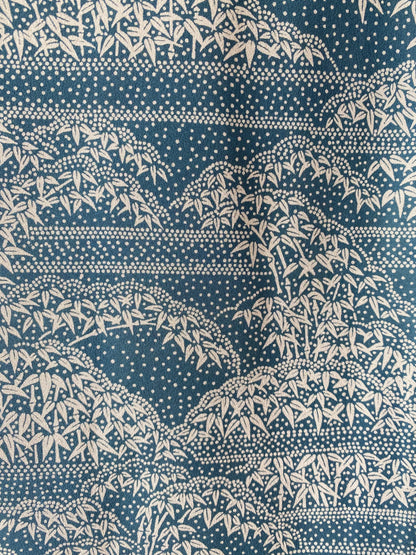 Vintage Silk Komon Kimono with Bamboo Grass Motif – Unlined (Hitoe) – Early 1970s