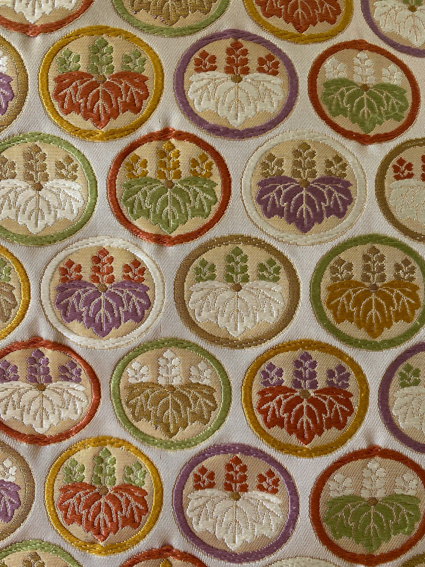 A refined Nishijin silk obi with courtly elegance