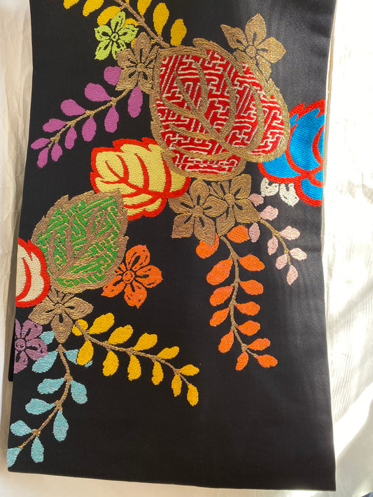 Nagoya Obi Paulownia and Auspicious Motifs Tatsumura Heizo II　(1905-1978) Kyoto (Nishijin), c. 1965–1970