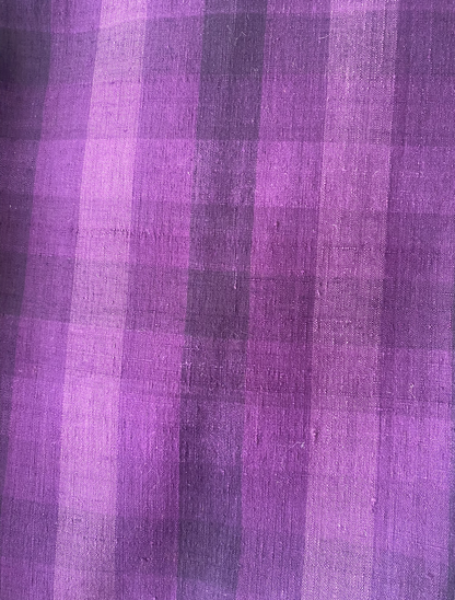 Hirayuki Tsumugi - Important Intangible Cultural Property - Purple Checkered Pattern　1960's