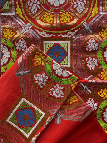 Vintage Tatsumura Heizo II Nishijin Silk Obi – Shosoin-Inspired Medallion Design