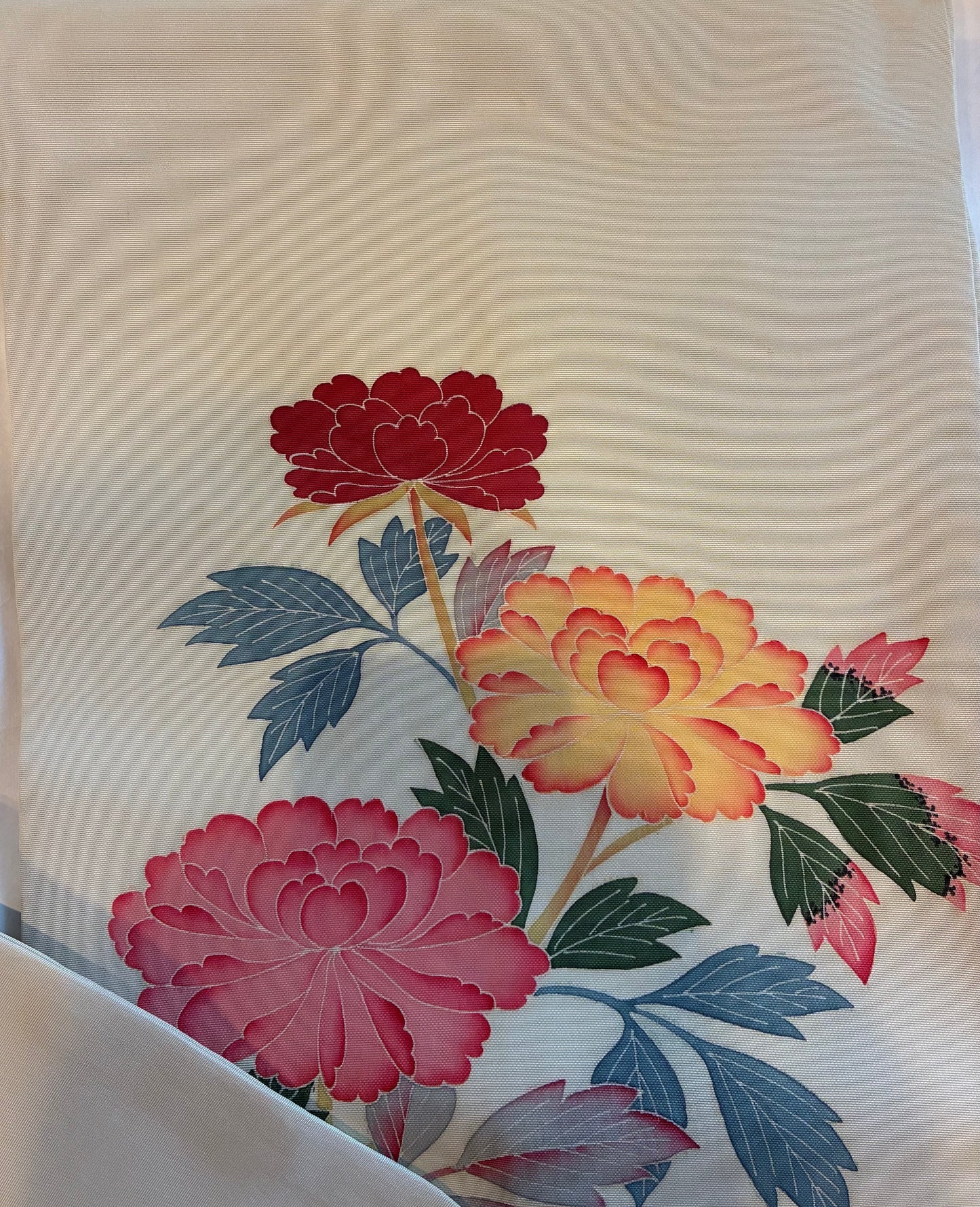 1970s Kaga Yuzen Hand-Painted Nagoya Obi Vintage