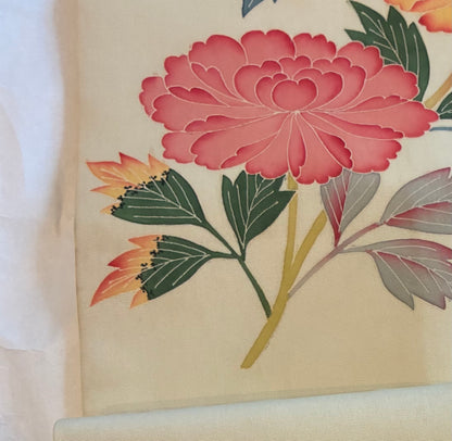 1970s Kaga Yuzen Hand-Painted Nagoya Obi Vintage