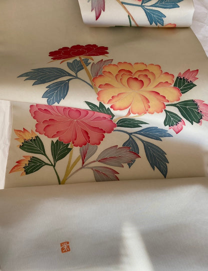 1970s Kaga Yuzen Hand-Painted Nagoya Obi Vintage