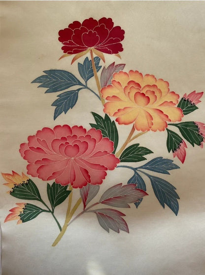 1970s Kaga Yuzen Hand-Painted Nagoya Obi Vintage