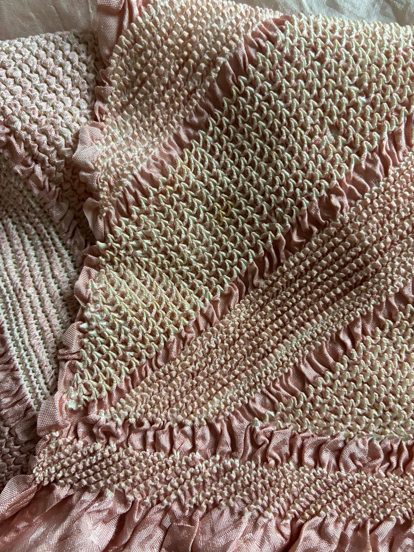 Vintage Shibori Obiage  Kanoko Shibori with Diagonal Stripe Design (c. 1965–1970)
