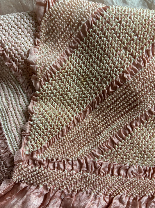 Vintage Shibori Obiage  Kanoko Shibori with Diagonal Stripe Design (c. 1965–1970)