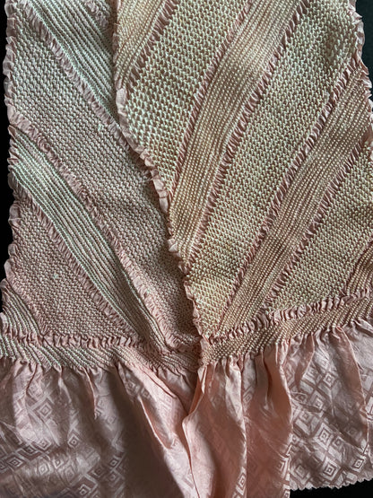 Vintage Shibori Obiage  Kanoko Shibori with Diagonal Stripe Design (c. 1965–1970)