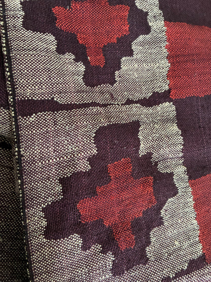 Geometric Pattern Silk Nagoya-Obi Woven with Tsumugi Threads  (c. 1965)