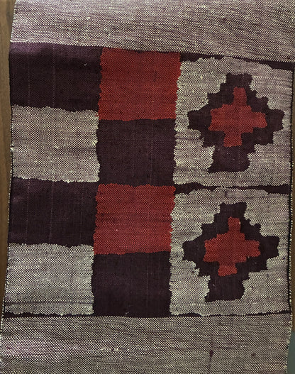 Geometric Pattern Silk Nagoya-Obi Woven with Tsumugi Threads  (c. 1965)