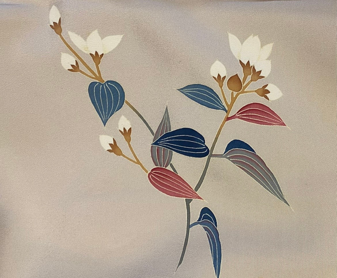 Kaga-Yuzen Silk Houmongi – Refined Floral & Subtle Colors, 1970's