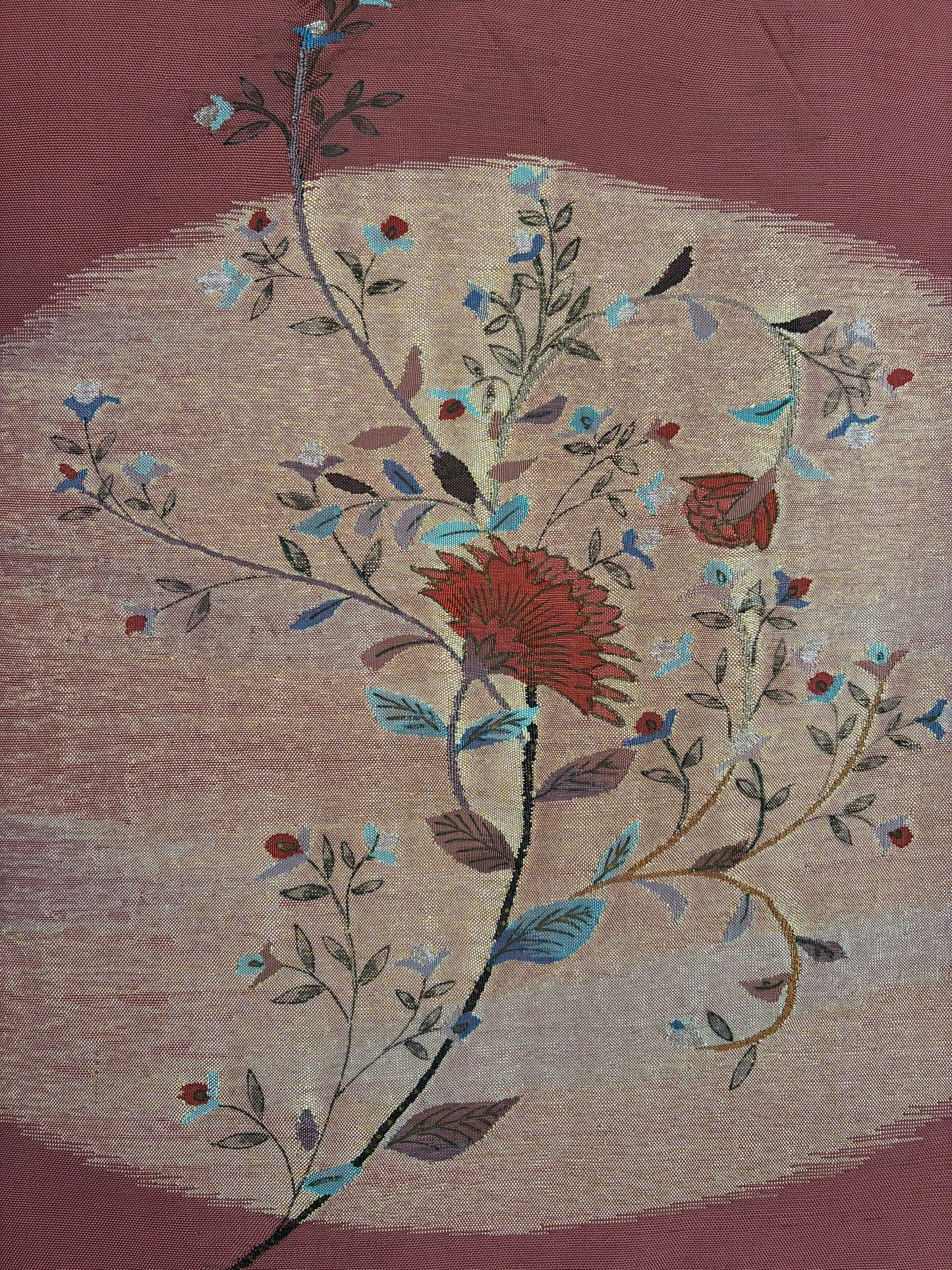 Japanese silk obi, woven in a painterly expression. with the artist's signature seal