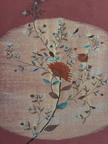 Japanese silk obi, woven in a painterly expression. with the artist's signature seal