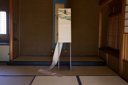Vintage Tsuzure-ori Silk Nagoya Obi with Kingfisher and Flowing Water Design, Early 1970s