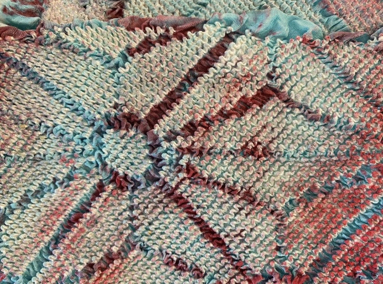 All-Over Shibori Silk Obiage with Geometric Pattern  1965-1975