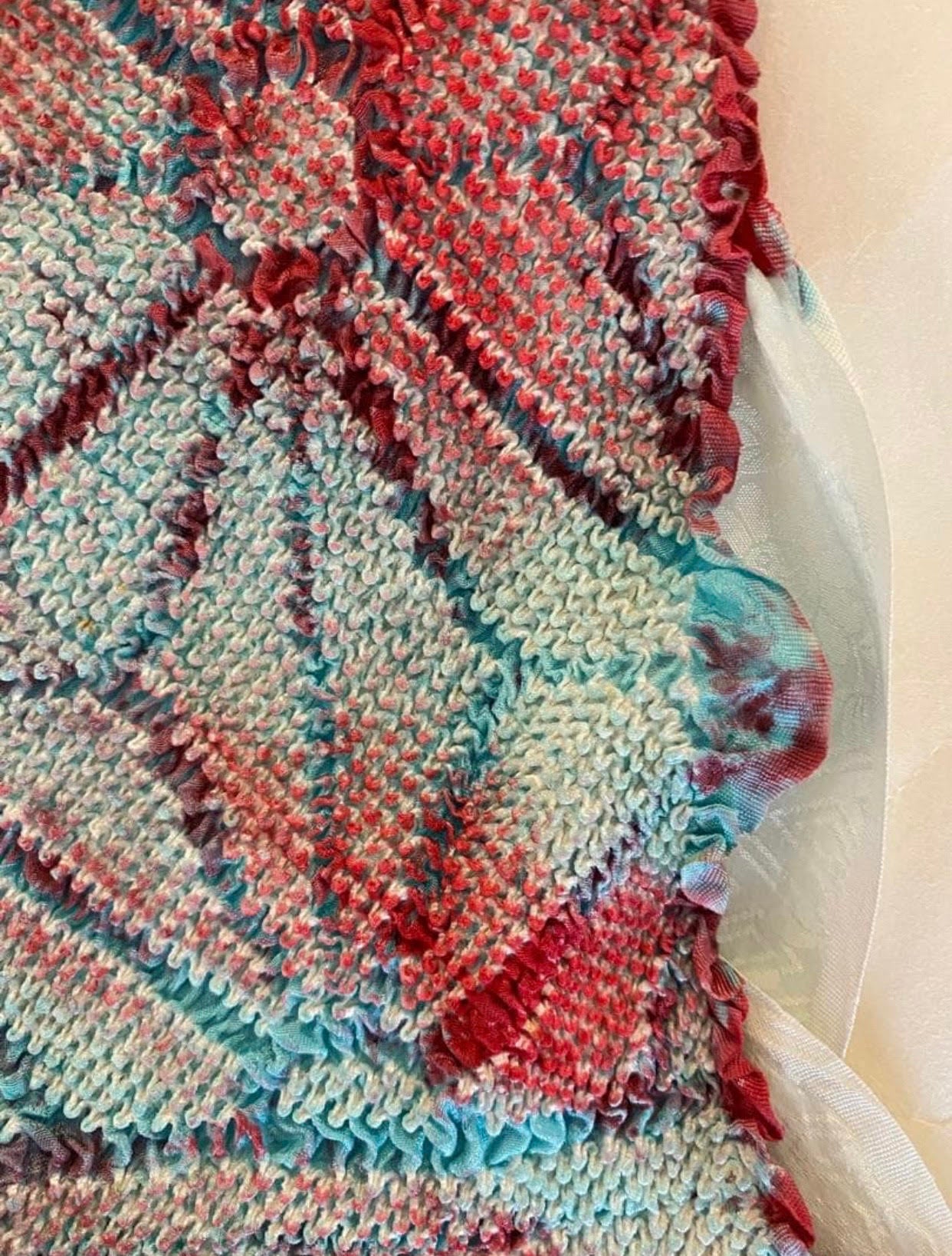 All-Over Shibori Silk Obiage with Geometric Pattern  1965-1975