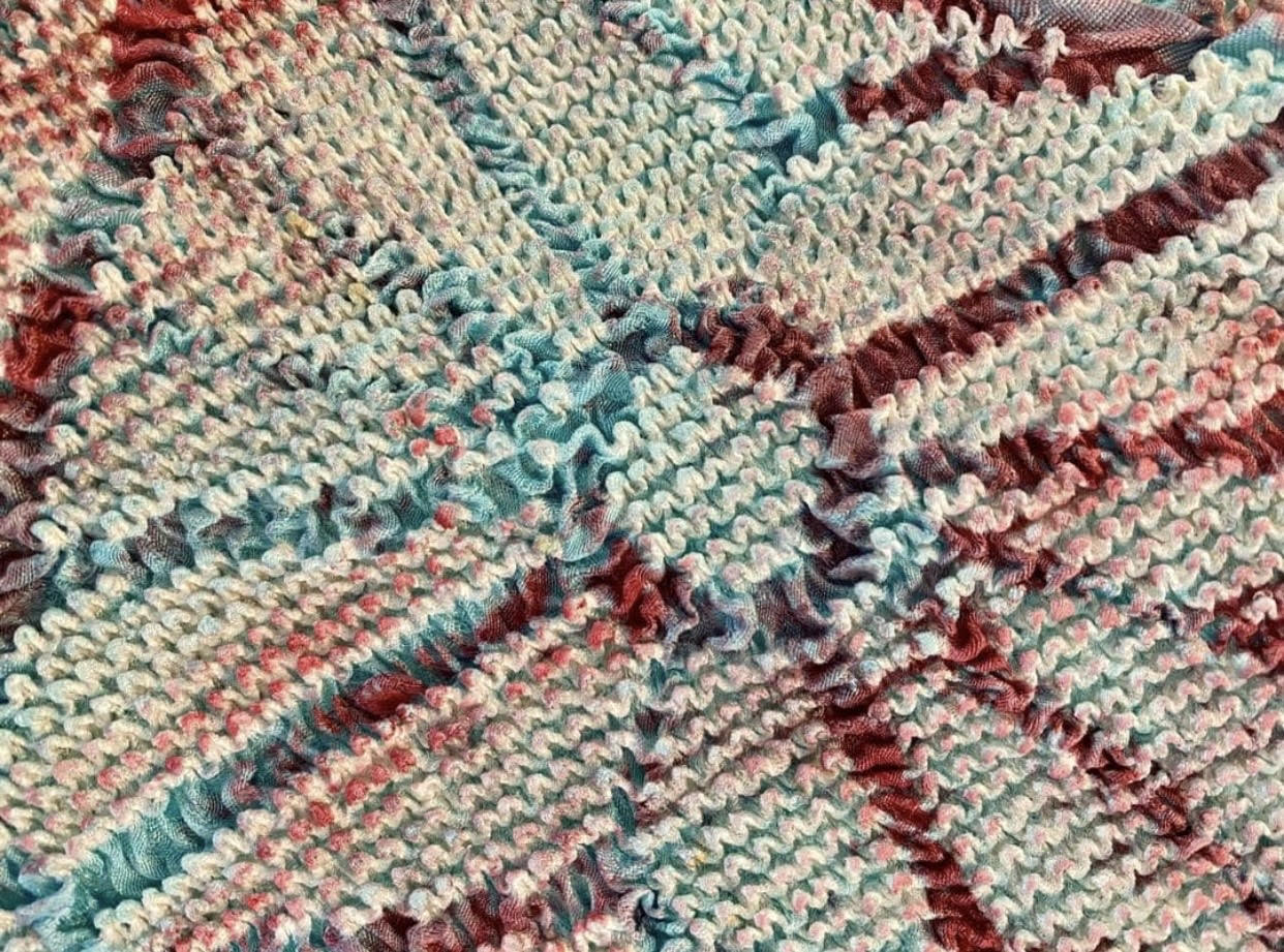 All-Over Shibori Silk Obiage with Geometric Pattern  1965-1975